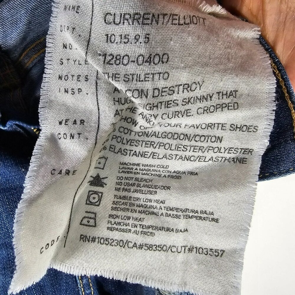 Current Elliott Stiletto Skinny Mid Rise Jeans Women's Size 27 Dark Blue 27x26" - Picture 7 of 14